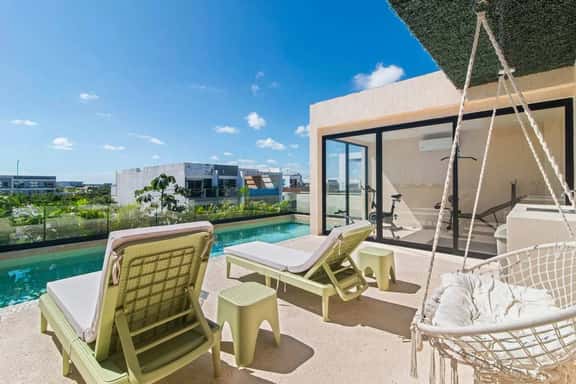 Boho Studio in Aldea Zama - King Bed + Pool - Image 1
