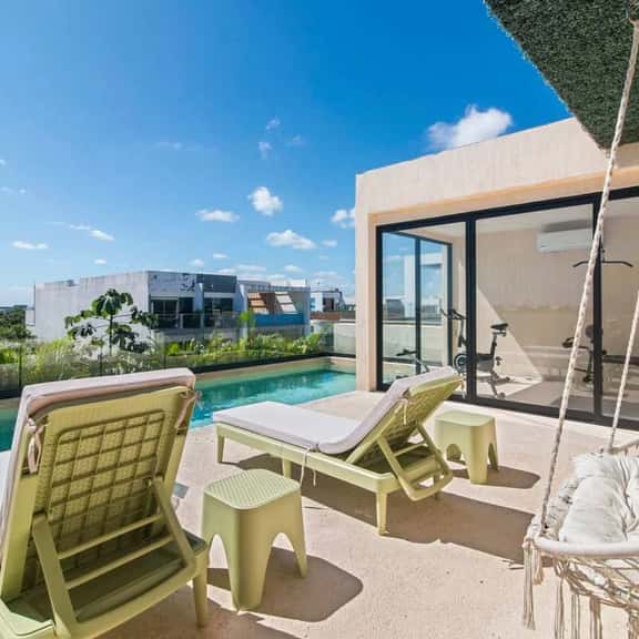 Boho Studio in Aldea Zama - King Bed + Pool - Image 1